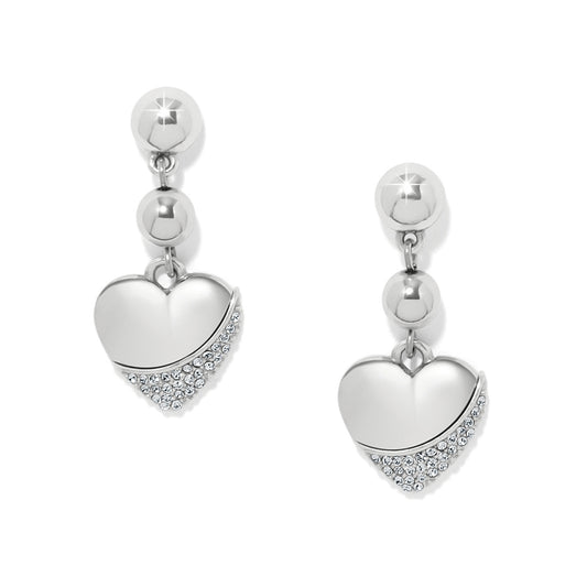 Meridian Petite Heart Silver Wave Post Earrings