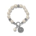 Token Pearl Charm Stretch Bracelet