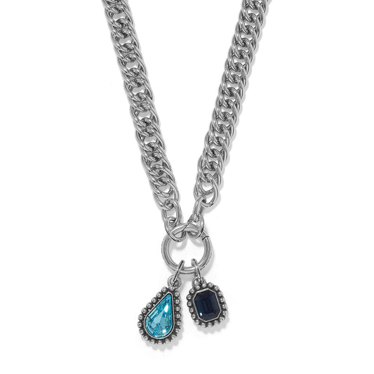 Twinkle Luxe Charm Link Blue Necklace