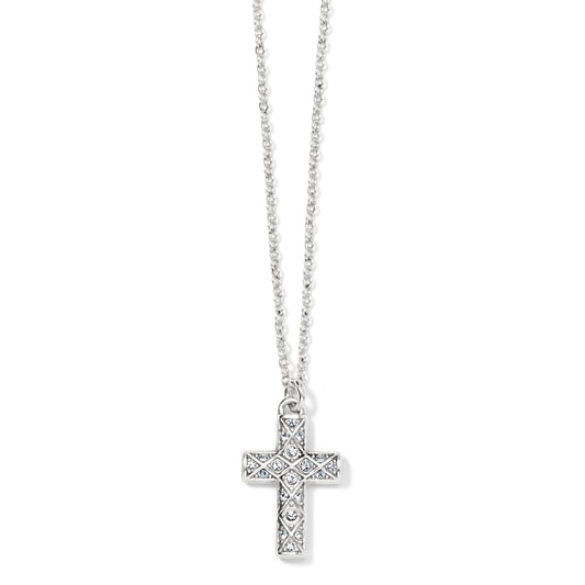 Silver diamond cross necklace