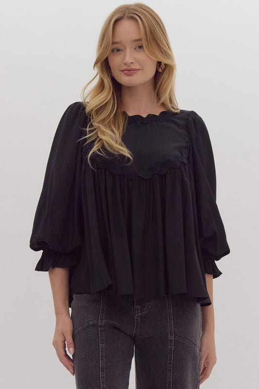 Black Riff-Rack Blouse