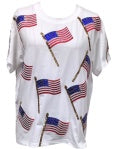 White Scattered Metallic American Flag Tee