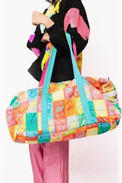 multi colorblock logo duffle