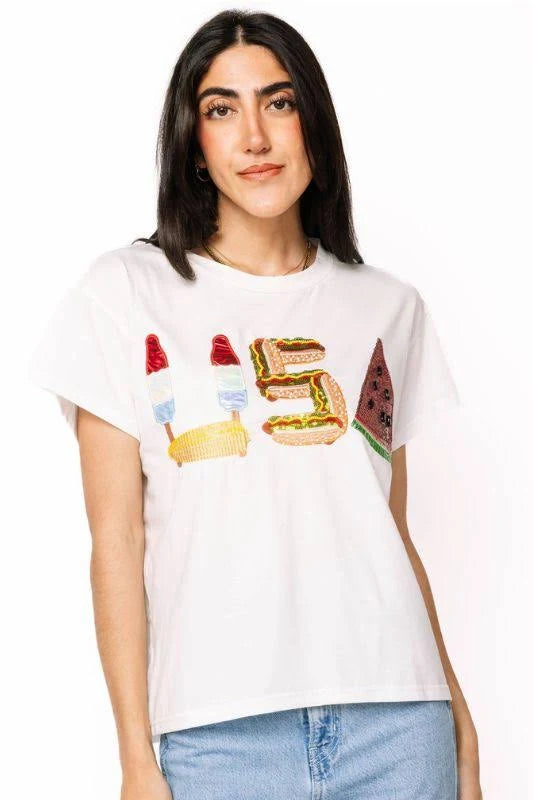 White 'USA' Icon Tee