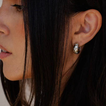 SILVER STEVIE STAR HUGGIE HOOPS