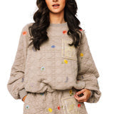 Quilted Floral Card Logo Sweatshirt
