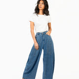 Denim Rhinestone Barrel Jeans