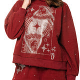 Maroon & Grey Scattered Jewel Card Logo Mock Neck