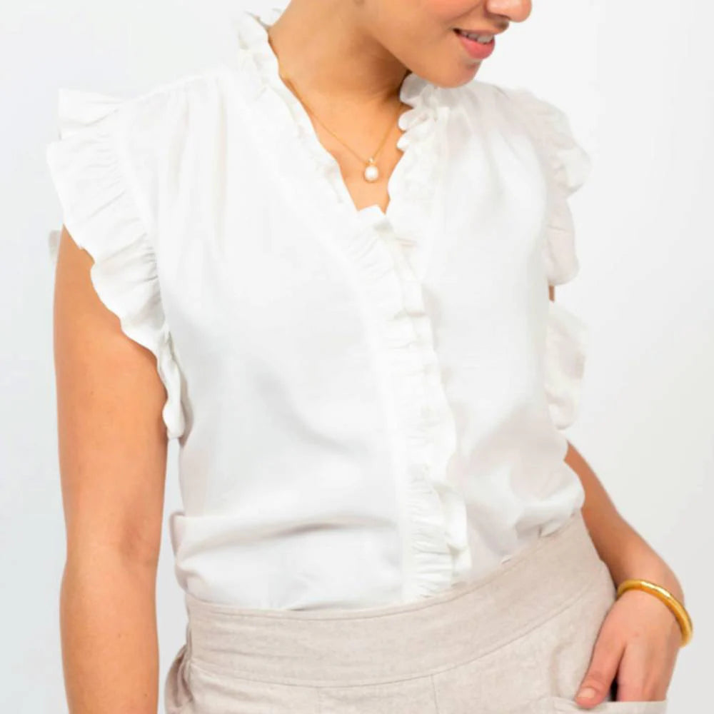 White Ruffled Top